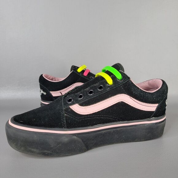 Vans Lazy Oaf Old Skool Platform Black Suede Heart Cutouts Bad For You Size 5 - Picture 5 of 16